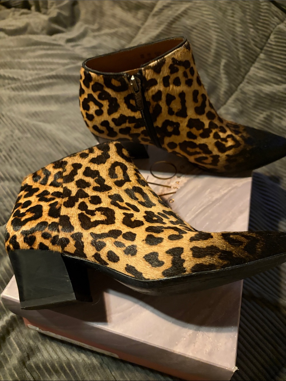 SARTO By Franco Sarto Leopard Print Ankle Booties - Brown/Black